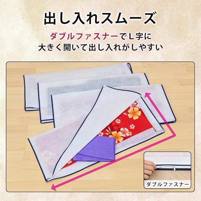アストロ Astro 173-10 Kimono Storage Case, 2-Way Opening, 4-Piece Set, No Window, Breathable Non-Woven Fabric, Protects Against Dust and Dirt, Storage Bag, Zipper Type - Image 4