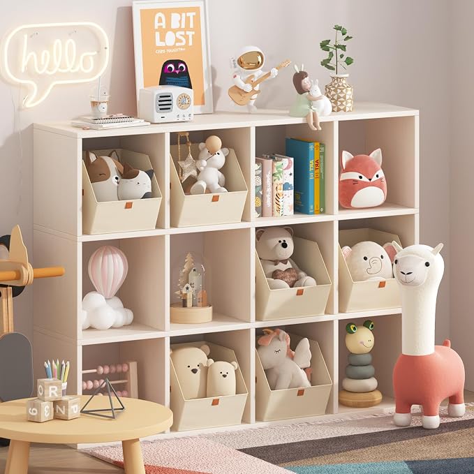 Fabric Closet Storage Cubes - 8 Pack Square Storage Bins with Dual Handles for Clothes, Towels, Toys, Cube Storage Organizers for Bedroom, Nursery, Shelves, Closet, Small Spaces, Beige - Image 9