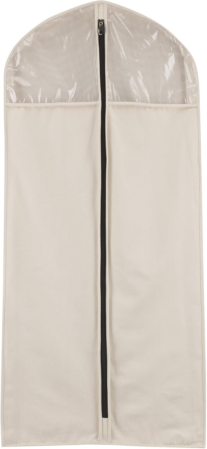 Household Essentials 3392-1 Cedarline Collection Hanging Garment Bag | Dress and Suit Protector | Natural Cotton Canvas,Off-White by HouseholdEssentials