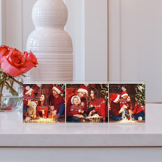 Boxalls 2x6 Inches Acrylic Picture Frame, Double Sided Clear Frameless Photo Frame with Magnetic Desktop Transparent - Image 5