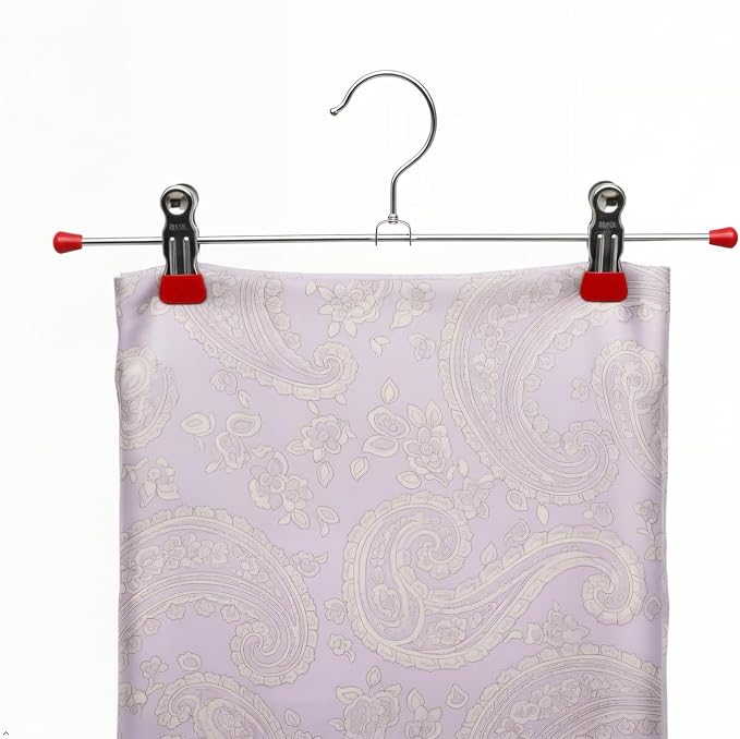 Mawa by Reston Lloyd Space-Saving Clothes Hanger for Pants and Skirts with Two Non-Slip Clips, Style K/30D, 12-Inch, Set of 12, Red - Image 9