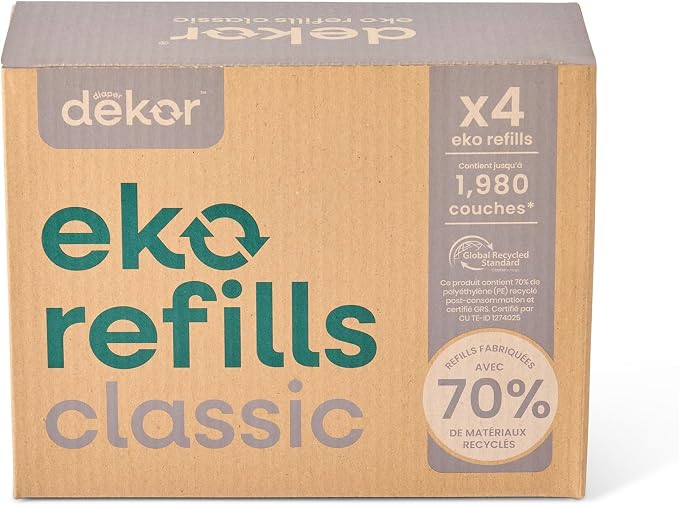 Diaper Dekor CLASSIC Diaper Pail Refills, Unscented, Exclusive End-of-Liner Marking, Thick Quick & Easy to Replace, Most Economical Refill System for Original and Eko Style Pails,(Pack of 24) by DiaperDekor