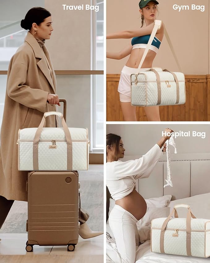 LOVEVOOK Travel Duffle Bag - Weekender & Overnight Bag with Toiletry & Wet Pocket, Carry-On Size, 3pc Set - Image 6
