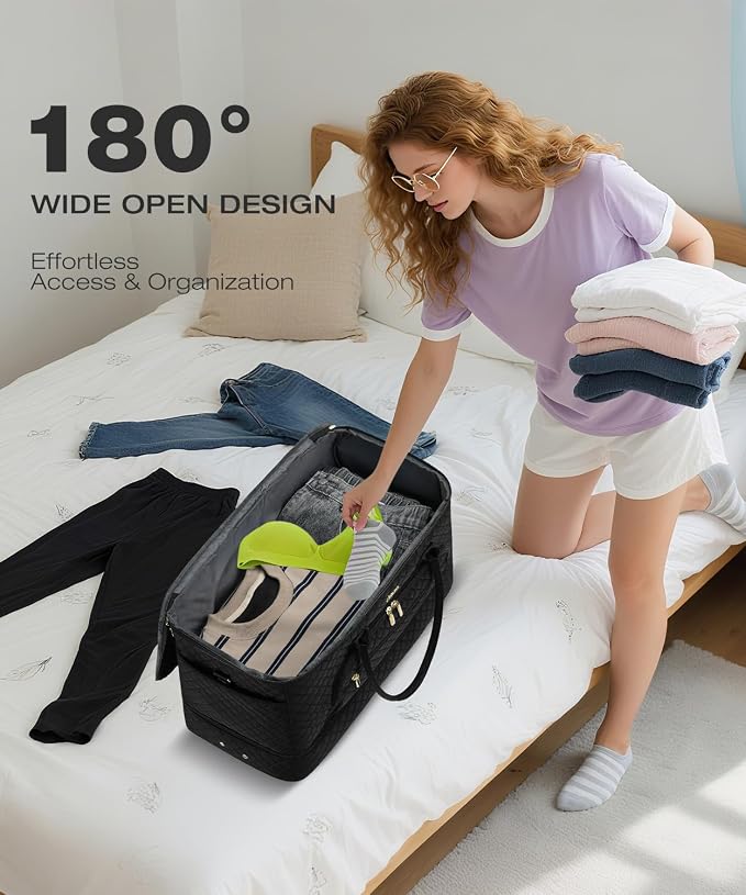 Travel Duffle Bag, Wide Open Large Weekender Bag for Women with Shoe Compartment, Carry on Overnight Bags with Toiletry Bag, Hospital Bag for Women Labor Delivery - Image 3