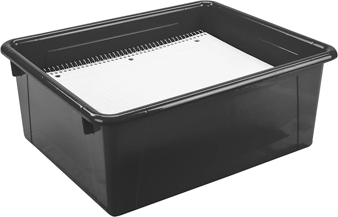 Storex Letter Size Deep Storage Tray – Organizer Bin for Classroom, Office and Home, Black, 5-Pack (62523U05C) - Image 5