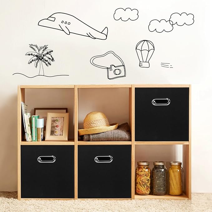 STOREONE Fabric Storage Bins Cubes Baskets Containers-(11X11X11) with Dual Handles for Shelf Closet, Nursery Home ， Bedroom Organizers, Foldable Set of 1 (black) - Image 5