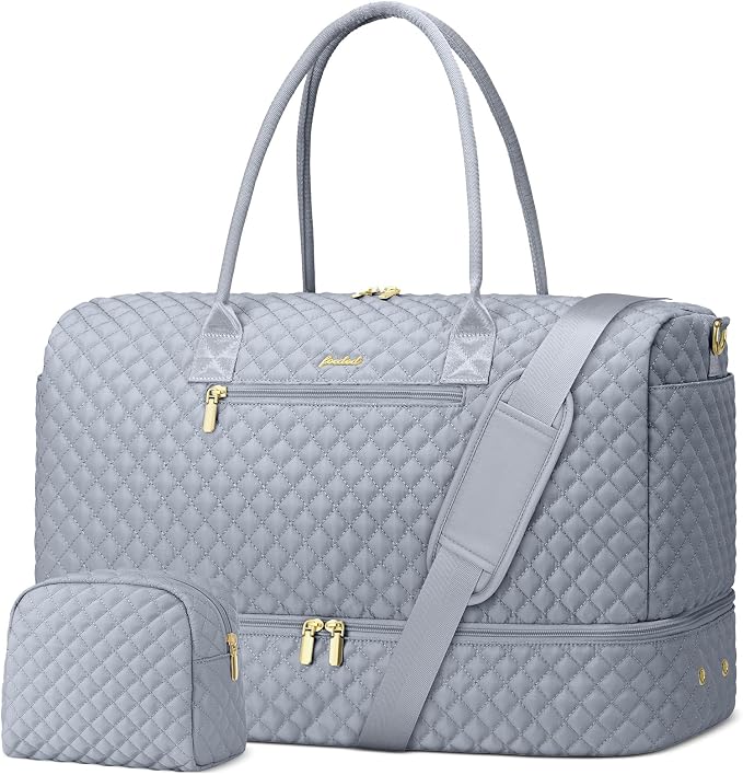 Travel Bag Weekender Bags for Women - Carry on Overnight Bag with Shoe Compartment Duffle Bag with Laptop Pocket Hospital Bag Grey by FOCDOD
