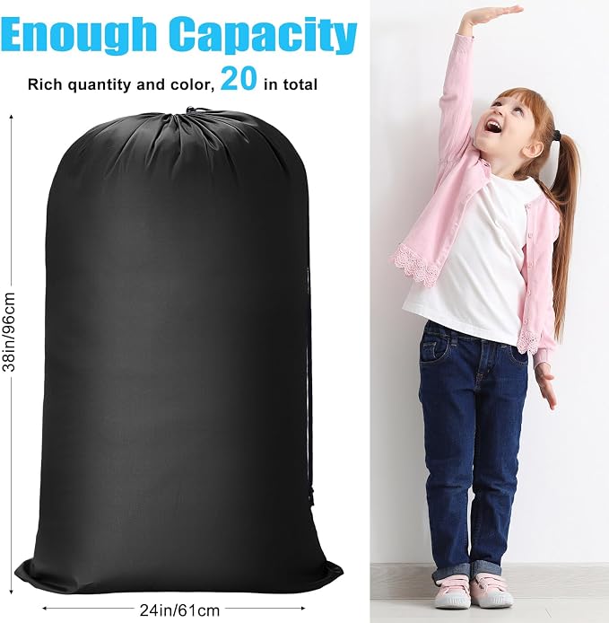 Nuogo 20 Pcs Large Laundry Bags Bulk, 38 x 24 Inch, Black, Pink - Image 2