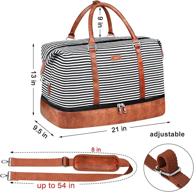Weekender Bags for Women, 21" Travel Duffle Bag with Shoe Compartment | 3PCS Carry On Overnight Large Duffel Bag with Crossbody Bag and Toiletry Bag for Weekend Travel Gym Hospital Business Trip - Image 7
