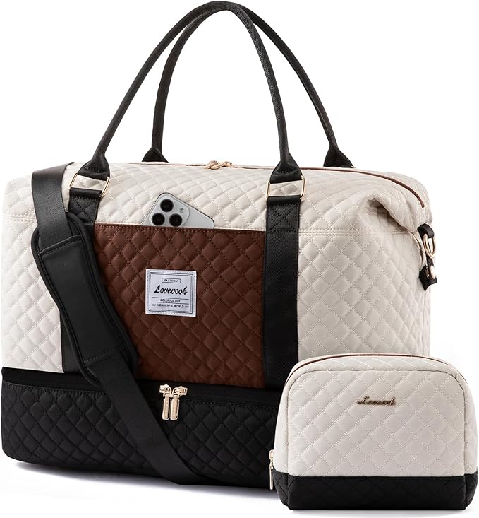LOVEVOOK Travel Duffle Bag,Weekender Bags for Women with Shoe Compartment，Carry on Overnight Bag with Toiletry Bag,Gym Duffel Bag with Wet Pocket, Hospital Bags for Labor and Delivery by LOVEVOOK