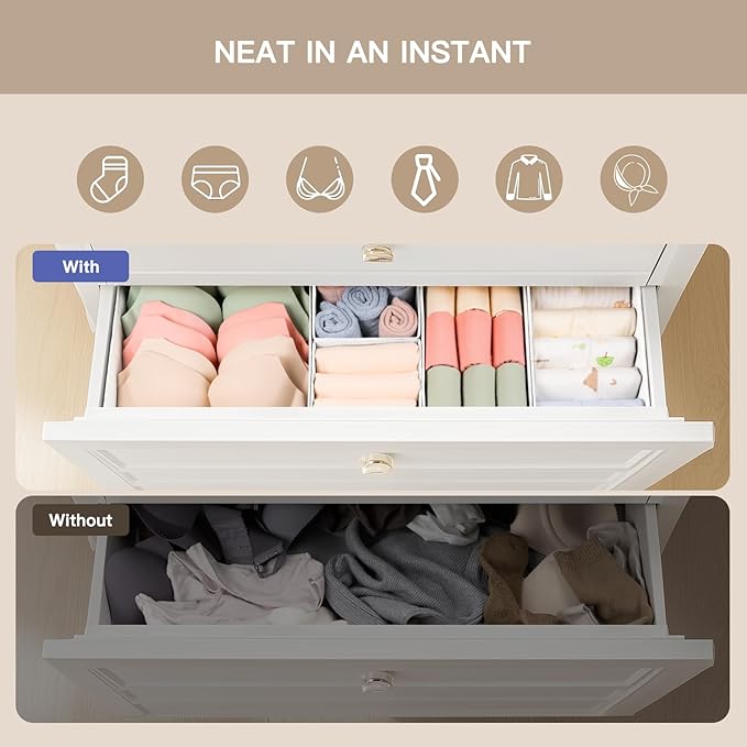 Drawer Organizer Clothes, 21 Pack Dresser Organizer for Baby Clothes, Underwear, Sock- Foldable Closet Organization and Storage Dividers Bins for Nursery, Bedroom (White) - Image 3
