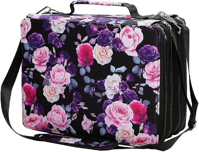 Marker Pen Organizer Case 224 Slots w/Handle & Shoulder Strap | 4-Layer Zipped Pencil Pouch w/Open Front pocket for Gel Pen Markers to Artists, Painters by Lbxgap