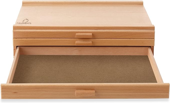 7 Elements 3 Drawer Wooden Artist Storage Supply Box for Pastels, Pencils, Pens, Markers, Brushes and Tools - Image 5