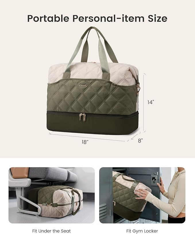 LOVEVOOK Travel Carry On Bag for Women, Lightweight Weekender Bags with Shoe Compartment, Wet Pocket, Hospital Overnight Bags for Women Labor Delivery, Personal Item Duffle Bag for Gym, Sport - Image 5