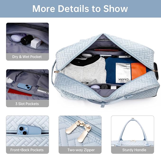 Duffle Bag for Travel, Weekender Bag with Shoe Compartment, Carry On Overnight Bag for Women with Toiletry Bag, Gym Bag with Wet Pocket, Hospital Bags for Labor and Delivery Beige - Image 5