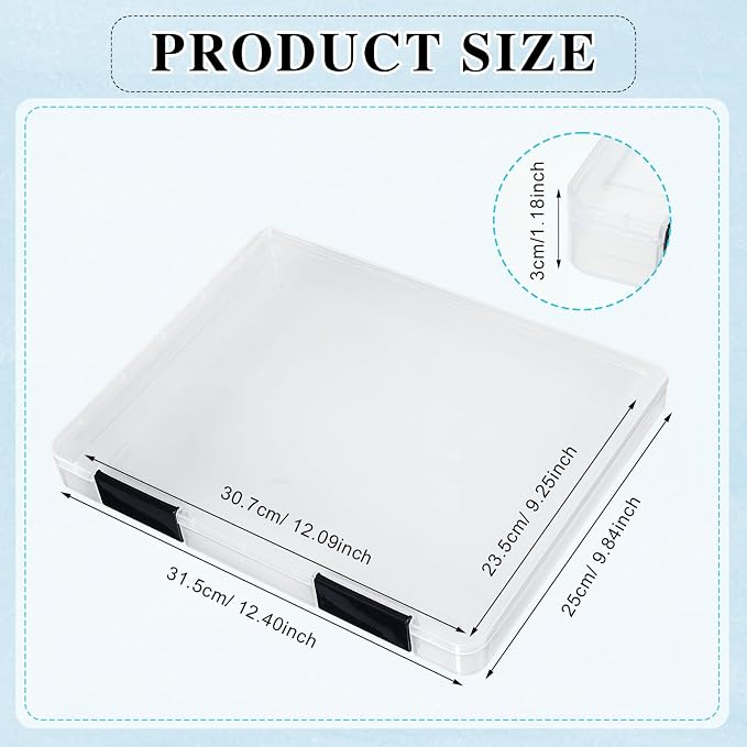 6 Pcs Clear Paper Storage Box,12.4 x 9.84 x 1.18 Inches,Black | A4 Plastic File Box Document Paper Organizer Storage Board Game Project Cases Containers with Buckle for Craft, Magazine - Image 2