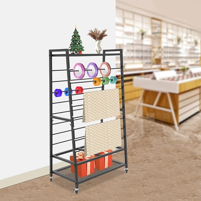 16 Tier Ribbon Organizer for Craft Room, Double-Sided Ribbon Holder Organizer Rack, Black Metal Ribbon Storage Rack for Craft Room Cake Shop Flower Store - Image 2
