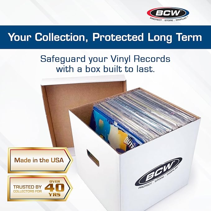 BCW Vinyl Record Storage Boxes – 5 Pack | Holds 65 LPs Each | Stackable Vinyl Record Storage Box with Reinforced Bottom & Handles | Archival Record Organizer for 12-Inch Albums, DJs & Collectors - Image 2