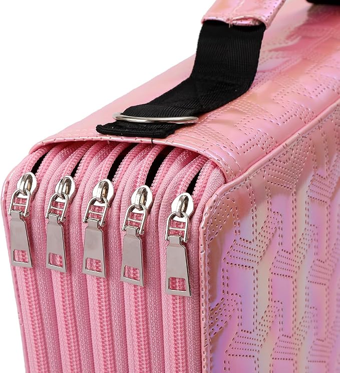 Large Capacity Colored Pencil Case - 500 Slots PU leather with Zipper Closure Portable Organizer for Watercolor Pencils Ideal for Artists（Pink） - Image 4