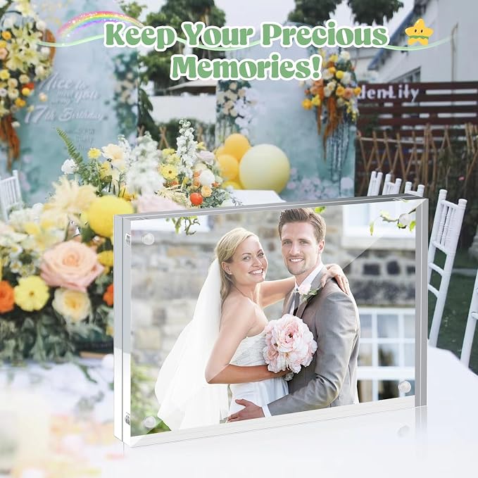 4x6 Acrylic Picture Frames 24 Pack, Clear Double Sided Photo Frames | Magnetic Photo Frames 20mm Thicker Desktop Display Frame Wedding Table Numbers for Bedroom Home Office - Image 4