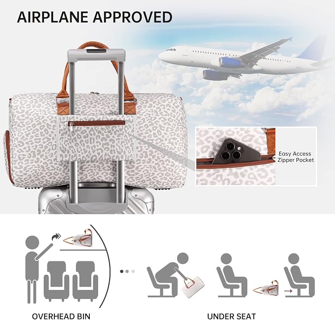 Duffle Bag for Travel, Weekender Bag with Shoe Compartment, Carry On Overnight Bag for Women with Toiletry Bag, Gym Bag with Wet Pocket, Hospital Bags for Labor and Delivery Beige - Image 2