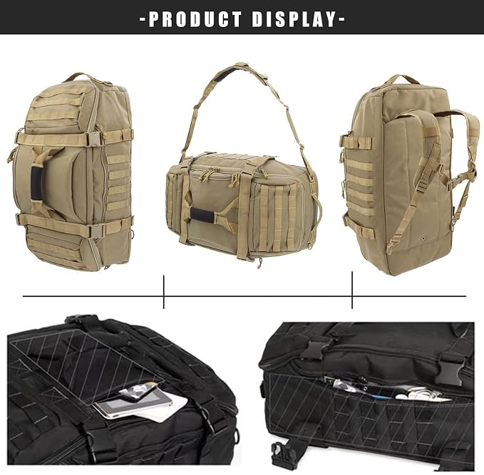 3-in-1 Gym Bag Duffle Bags Backpack - Travel Bag with Shoes Compartment | Sports Duffel Bag for Men Women Ideal for Workout,Weekender,Military,Sports,Overnight,Basketball,Tactical,Football,Baseball - Image 6