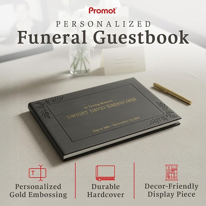 Funeral Guestbook - Guestbook for Funeral Celebration (Gray) | Elegant Memorial Keepsake, Premium Hardcover Construction, Thoughtfully Designed for Services, Lasting Tribute to Loved Ones - Image 2