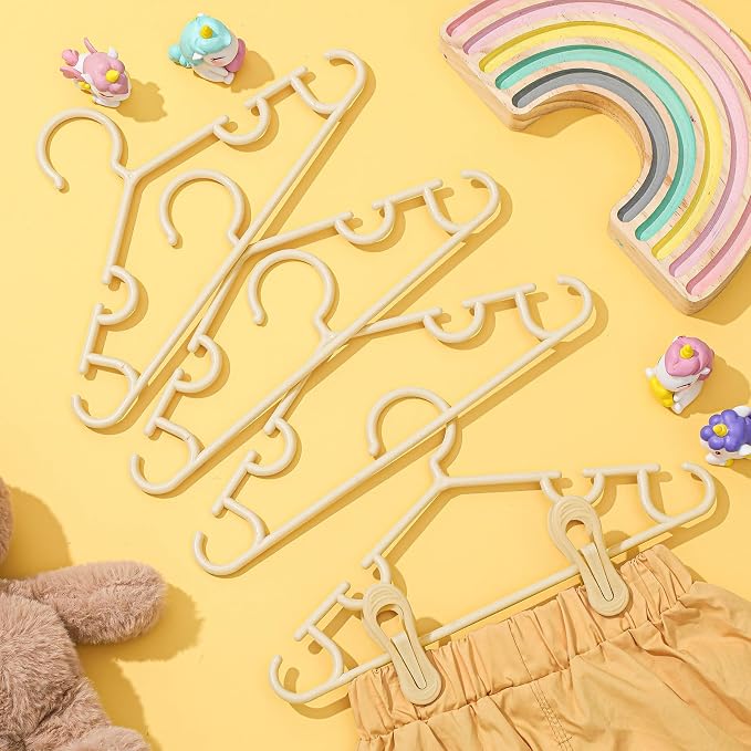 Hsei Baby Hanger with Clip for Pant,120 Packs Total,Yellow,10.6 Inch | 40 Kids Plastic Hanger with 80 Clips for Newborn, Nursery, Daycare, Preschool, Closet, Wardrobe Organizer for Baby Shower - Image 7