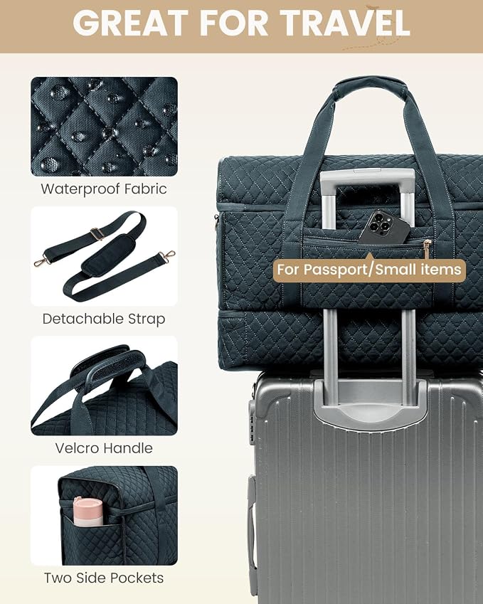 LOVEVOOK Travel Duffle Bag - Weekender & Overnight Bag with Toiletry & Wet Pocket, Carry-On Size, 3pc Set - Image 7
