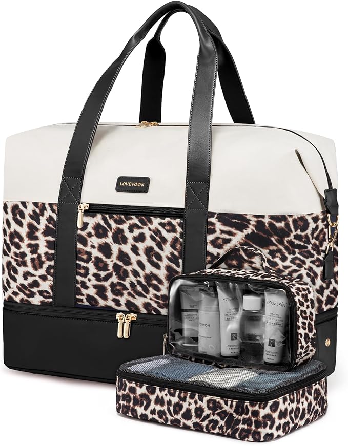 LOVEVOOK Weekender Bag for Women, Large Duffle Bag for Travel with 2 Packing Cubes, Carry on Overnight Bag with Shoe Compartment, Mom Hospital Bags for Labor and Delivery by LOVEVOOK