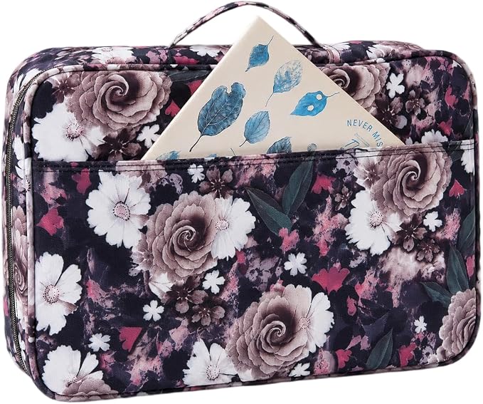 480 Slots Colored Pencil Case Organizer with Shoulder Strap | Twill Oxford fabric case for 480 pencils or 320 gel pens, with 4 layers, 2 outer pockets, handle, and removable strap. - Image 5