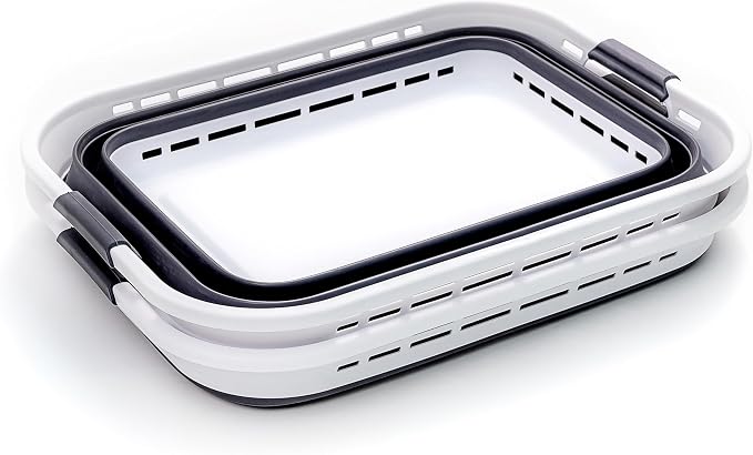 SAMMART 42L (11 gallons) Collapsible Plastic Laundry Basket - Portable Pop Up Storage Container/Organizer - Portable Hamper - Space Saving Easy Storage (White/Asphait (Set of 2)) - Image 3