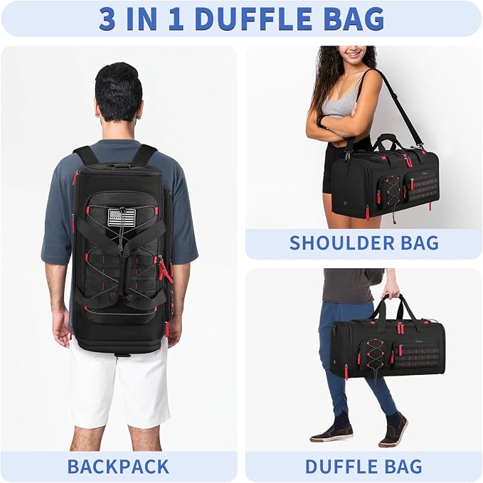BOSSTIN Gym Bag for Men & Women, 45L-50L Expandable Sports Duffle Bag | Convertible Duffel Backpack, Comes with Toiletry Bag, Shoe Compartment & Wet Pocket, for Workout, Weekender, Overnight Travel - Image 5
