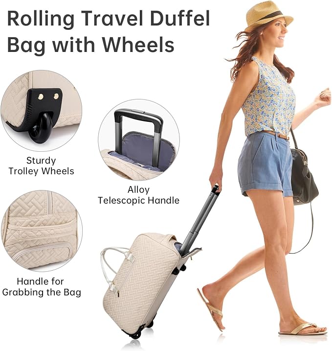 Duffle Bag for Travel, Weekender Bag with Shoe Compartment, Carry On Overnight Bag for Women with Toiletry Bag, Gym Bag with Wet Pocket, Hospital Bags for Labor and Delivery Beige - Image 3