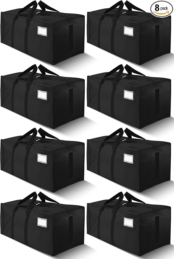 HOMESURE Supports 200lbs Heavy Duty Moving Bags - Strong Zipper & Wrap-Around Handles - Water-Resistant Storage Totes, Durable Alternative to Moving Boxes - 8 Pack - Black by HOMESURE