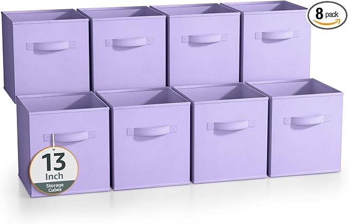 Sorbus 13 Inch Storage Bins - Sturdy Collapsible Fabric Storage Cubes with Handle - 8 Foldable Baskets for Organizing Clothes, Toys, Books - Storage Baskets for Shelves, Closets by Sorbus