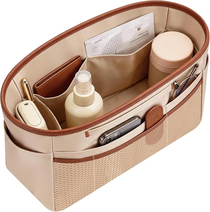 GIVLEFLY Purse Organizer Insert for Tote Bag, 11.42 Inch Satin Bag Organizer, Multi Pocket Handbag Organizer for Everyday Totes by GIVLEFLY