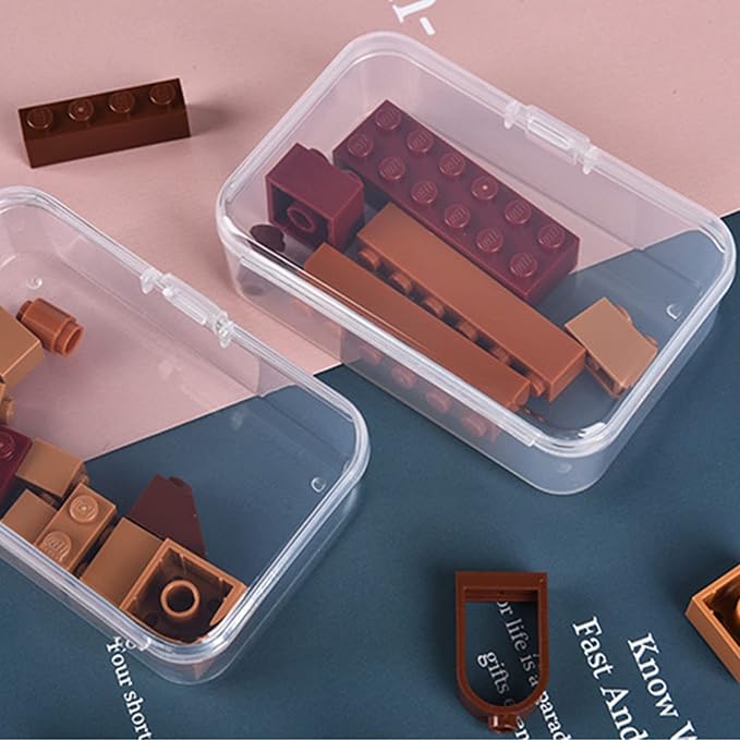 100 Pack Rectangular Mini Clear Plastic Storage Containers | 3.35x2.17x0.98 inch, Hinged Lid, For Beads and Small Craft Items - Image 4