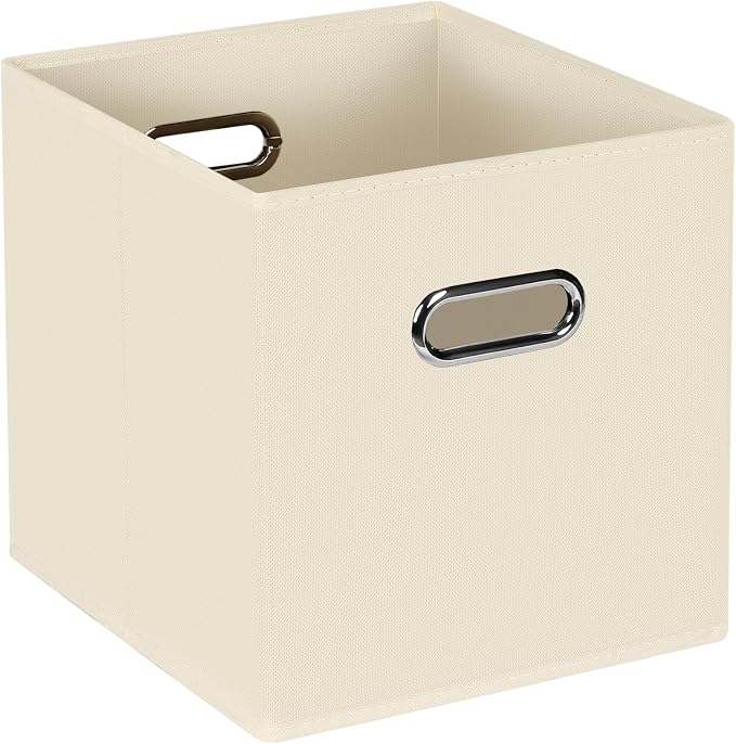 STOREONE Fabric Storage Bins Cubes Baskets Containers-(11X11X11) with Dual Handles for Shelf Closet, Nursery Home ， Bedroom Organizers, Foldable Set of 1 (Creamy- White ) by STOREONE