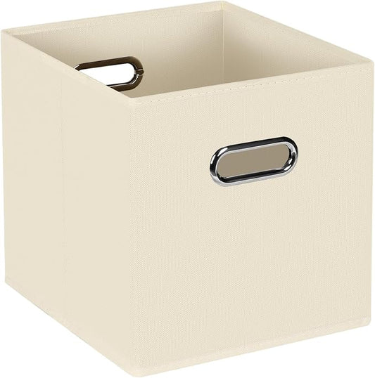 STOREONE Fabric Storage Bins Cubes Baskets Containers-(11X11X11) with Dual Handles for Shelf Closet, Nursery Home ， Bedroom Organizers, Foldable Set of 1 (Creamy- White ) by STOREONE