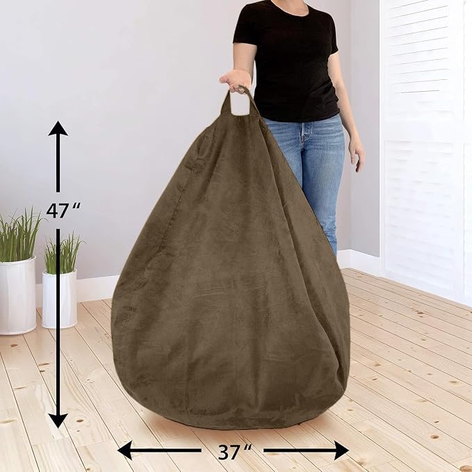 Bean Bag Stuffed Animal Storage Chair Cover (No Filler) for Kids and Adults. Extra Large Bird's Nest Beanbag Memory Foam Soft Premium (Chocolate, 3 ft (Cover Only)) - Image 5