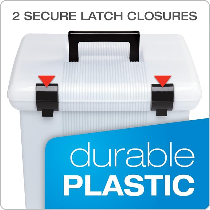 Pendaflex Portable File Box, Frosted White, Hinged Lid with Double Latch Closure(41745AMZ) - Image 5