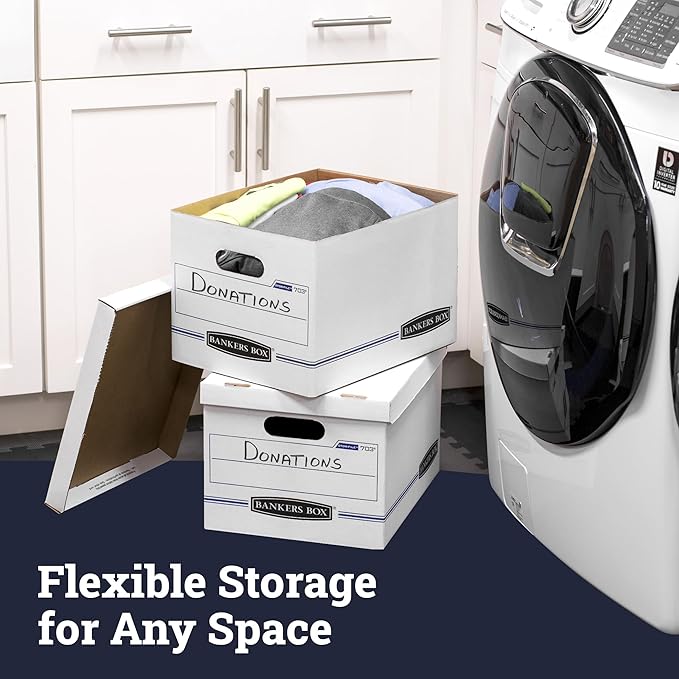 Bankers Box 12-Pack Basic-Duty File Storage Box with Lid, Letter/Legal | Tame everyday paperwork with affordable file boxes, lift-off lids, and reinforced handles for simple record storage. - Image 6