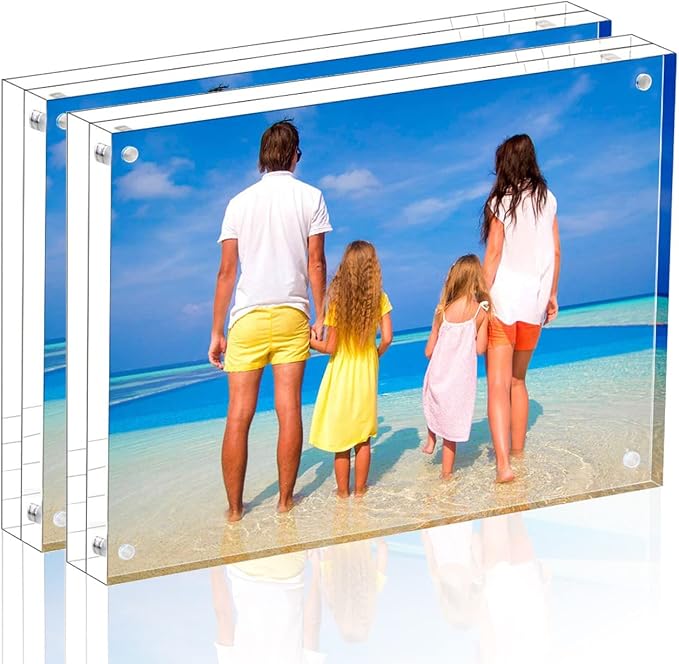 Meetu Acrylic Picture Frame 8.5x11,Clear Freestanding Double Sided 24mm Thickness Frameless Magnetic Photo Frames Desktop Display with Gift Box Package (2 Pack) by Meetu