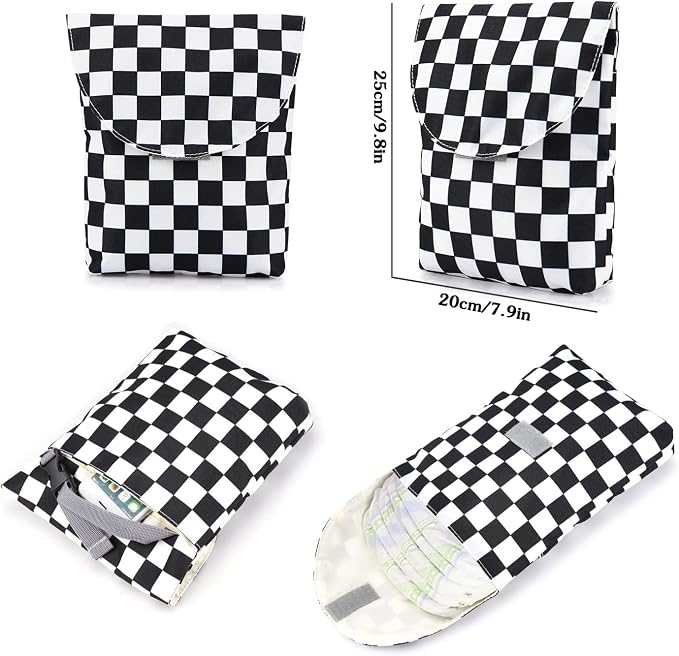 MCWTH Checkered Diaper Bag Backpack Set for Baby Girls Mom, Large Capacity Multi-Function Nappy Bags Organizer - Image 6