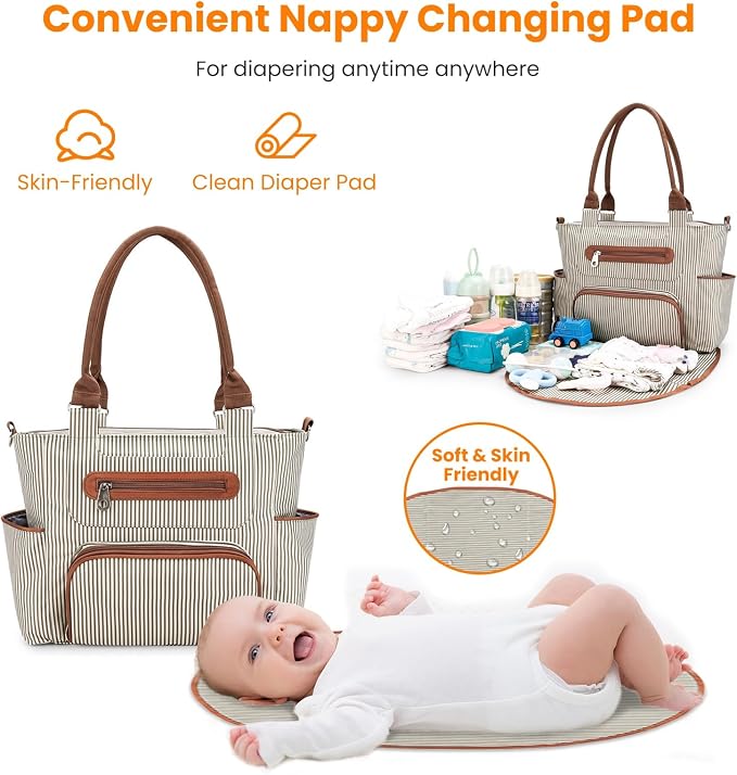 Moclever 8pc Diaper Tote Set, Baby Essentials with Multifunctional Diaper Bags, Bottle & Mesh Bag - Image 7