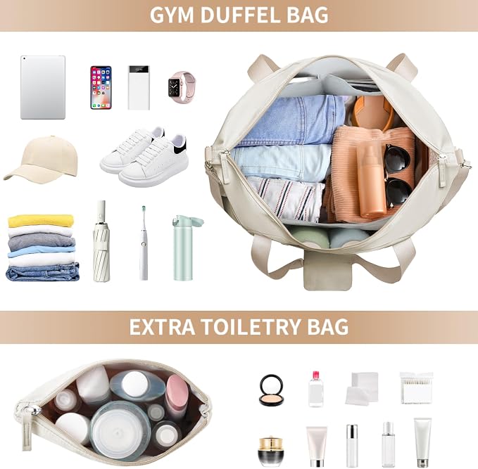 Gym Bag for Women, Personal Item Travel Bag with Shoes Compartment for Trip | Weekender Overnight Duffel Bag with Wet Pocket, Hospital Bag for Women Labor Delivery, Carry On Bag for Travel, Gym, Weekend - Image 4