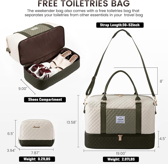 LOVEVOOK Travel Duffle Bag,Weekender Bags for Women with Shoe Compartment，Carry on Overnight Bag with Toiletry Bag,Gym Duffel Bag with Wet Pocket, Hospital Bags for Labor and Delivery - Image 2