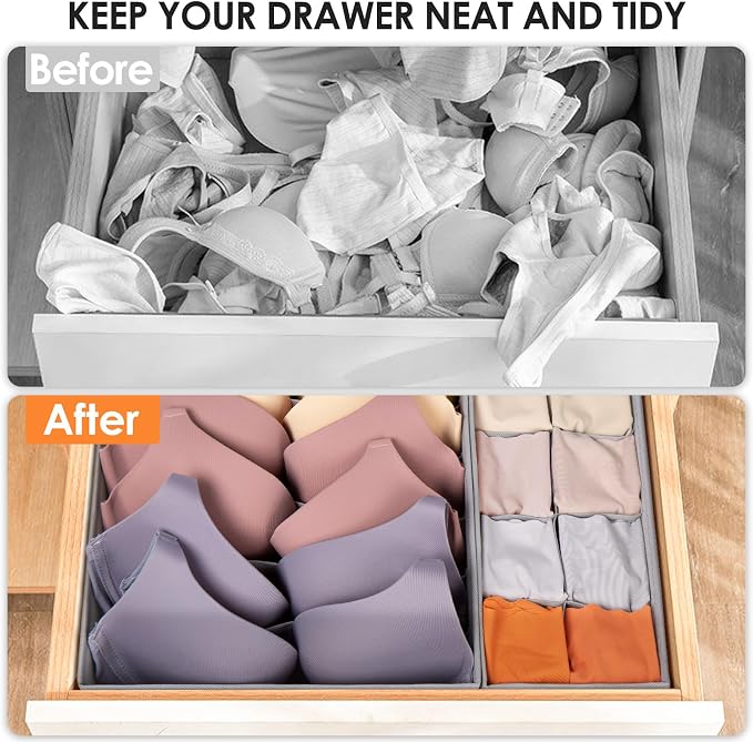 16 Pack Sock Underwear Drawer Organizer, 96 Cells Dresser Organizer for Baby Clothes, Foldable Fabric Closet Organization and Storage Dividers Bins for Nursery, Bedroom - Image 6