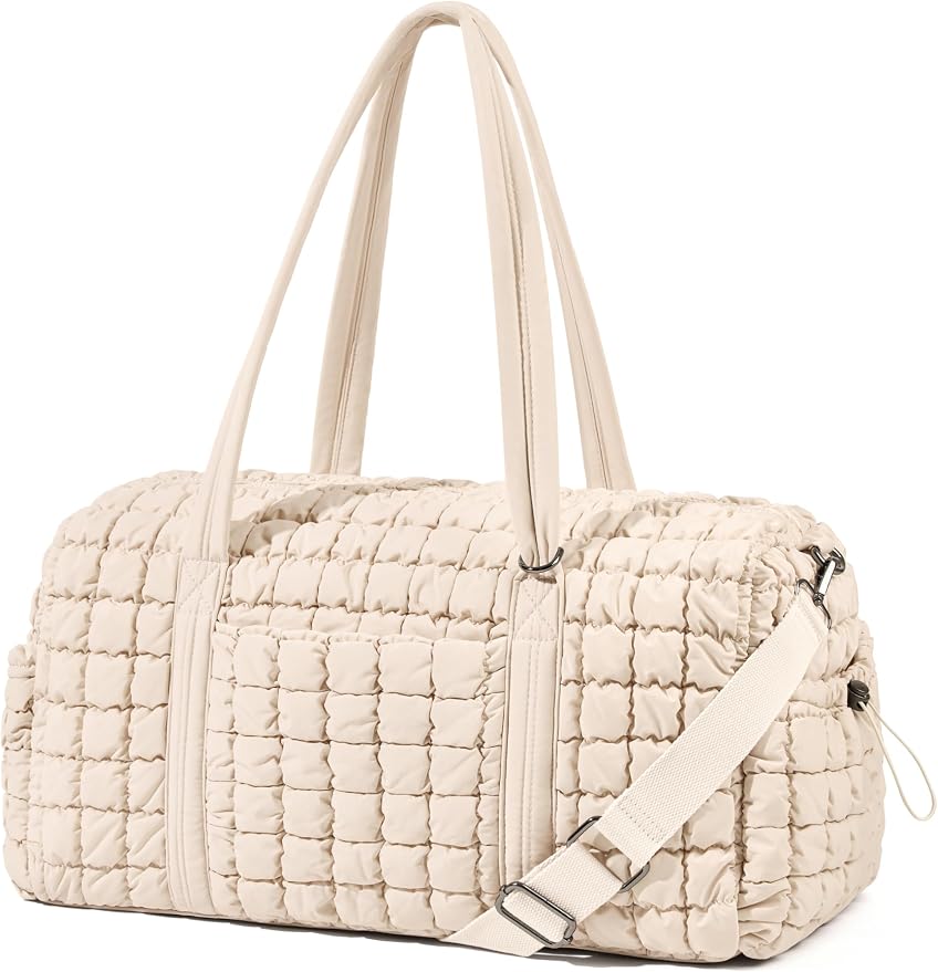 Quilted Travel Duffle Bag Puffer Weekender Bag Overnight Bag Duffel Gym Bag | Medium Soft Puffy Carry-On for Women, Large Lightweight Personal Item Travel Bag for Trips Business Sport Airplane Hospital by Unilily